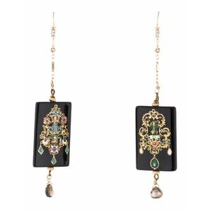 14K Diamond & Black Enamel Drop Earrings, Collector’s Piece. EARRI0706-ID